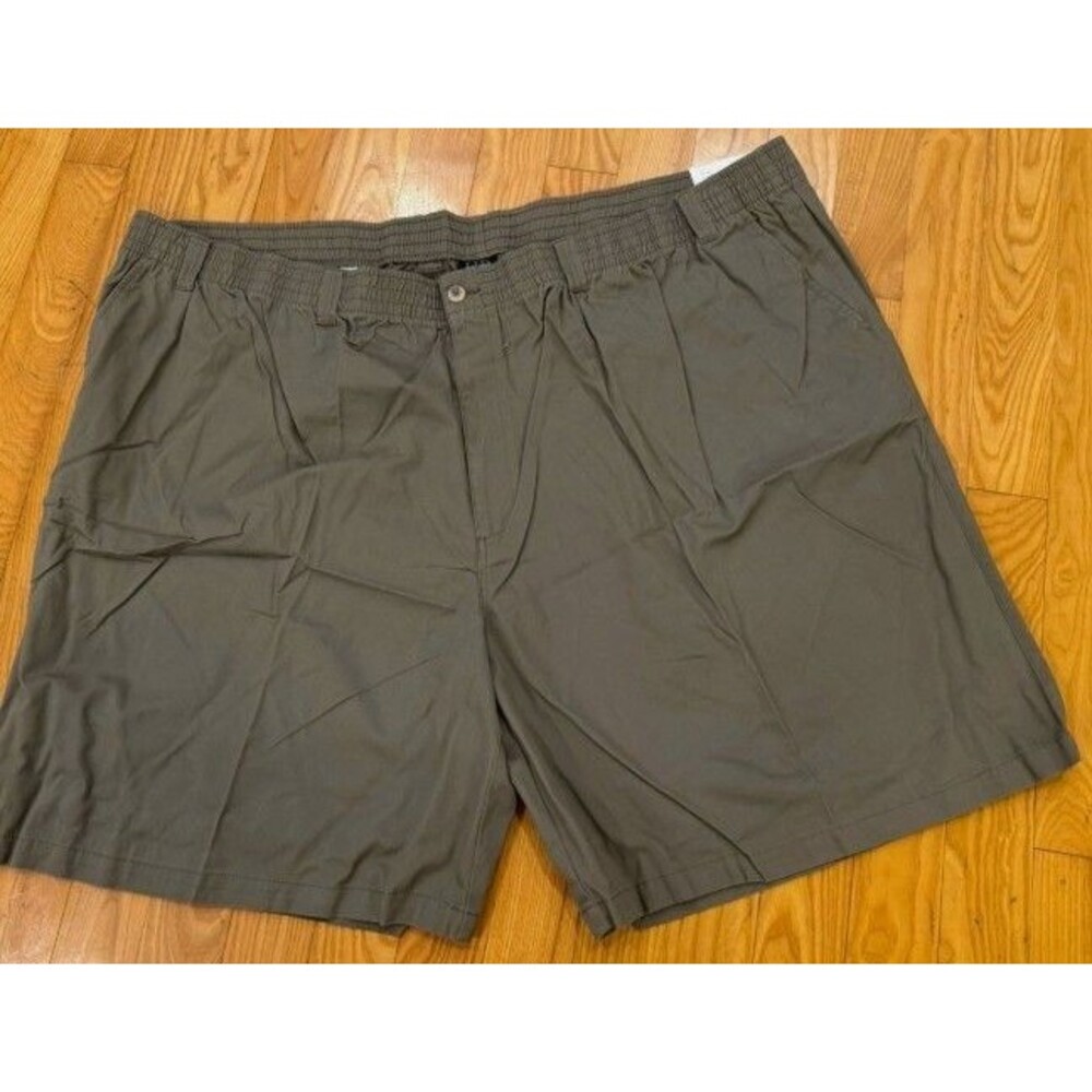 Harbor Bay Men's Shorts 58 Relaxed Fit Elastic Waist Pleated Olive Green NEW